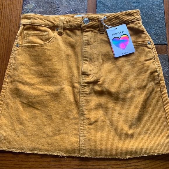 Forever 21 Dresses & Skirts - Forever 21 Yellow Corduroy Mini-Frayed Hem Size S